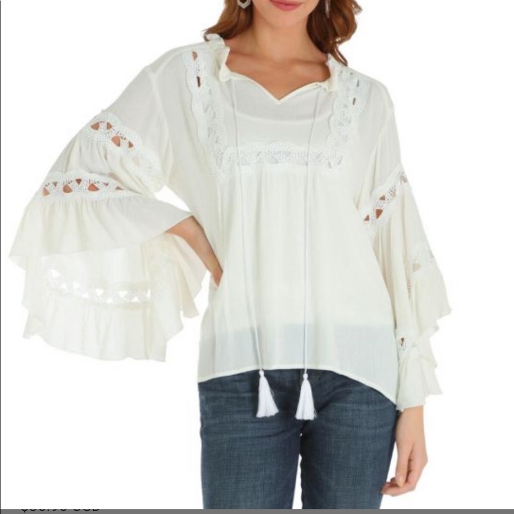BNWT Wrangler Peasant Blouse in Ivory - Sz M
